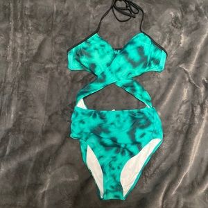 Victoria secret one piece with cutouts- green tie dye- medium